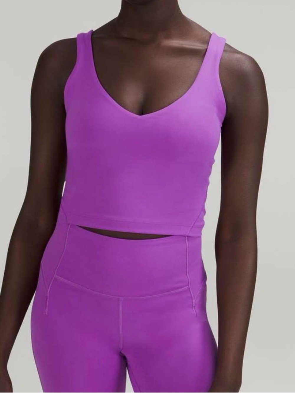 Lululemon Align Cropped V-neck Tank Top Magenta w/ Pads Women Size 2 W1DUDS